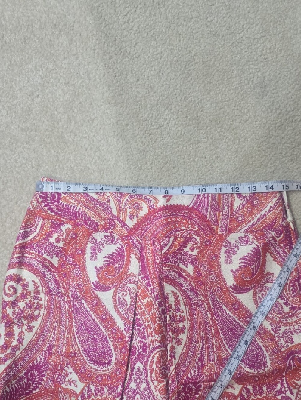 Ann Taylor Pink Paisley A-Line Skirt with Orange & Cream Accents - Picture 10 of 10
